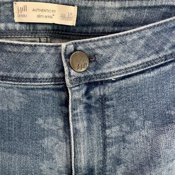 J Jill Womens Floral Denim Slim Straight Jeans Plus Sz 18 Blue Feminine Timeless - Picture 7 of 15